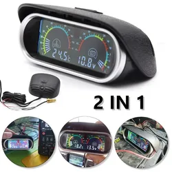 Medidor de temperatura de agua 2 en 1 para coche, voltímetro, medidor de voltaje con Sensor de temperatura, Horizontal, Digital, LCD, 12v/24v