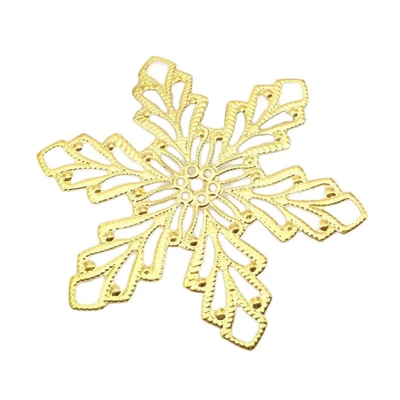 10 PCS 68mm 3 Colors Metal Filigree Big Snowflake Flower Slice Charms base Setting DIY Jewelry Components Findings