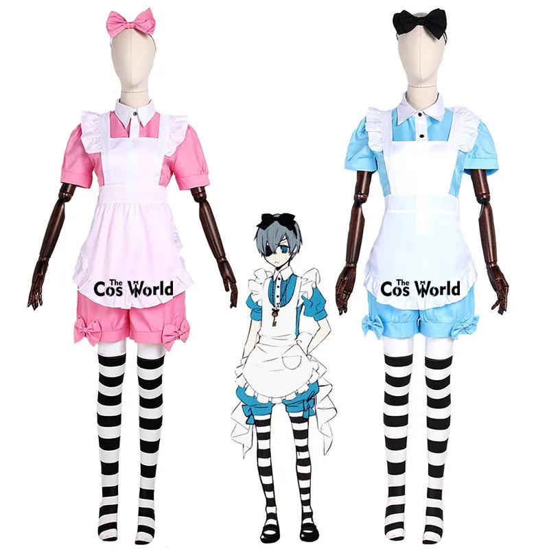 

Black Butler Kuroshitsuji Ciel Phantomhive Alice Maid Apron Dress Uniform Outfits Customize Anime Cosplay Costumes