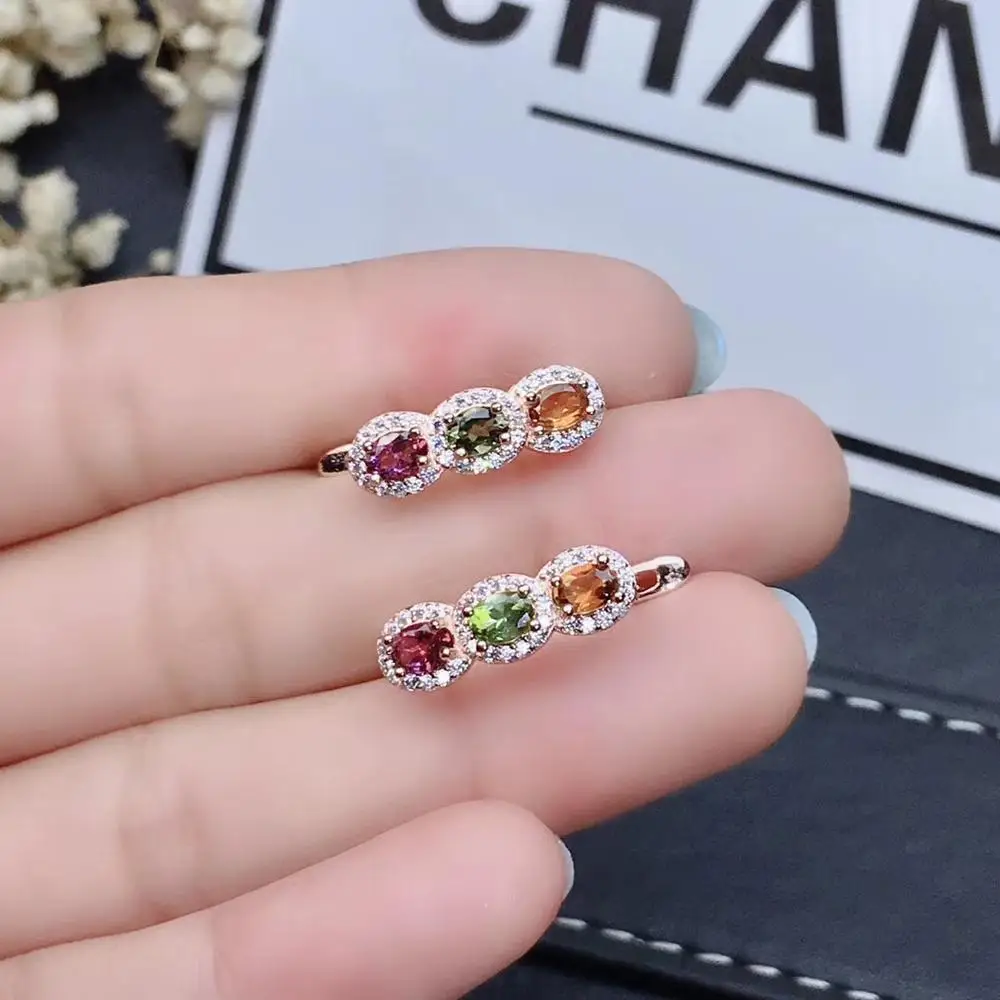 KJJEAXCMY Boutique Jewelry 925 Sterling Silver Inlaid Natural Tourmaline Women's Earrings Support DetecTion Beautiful