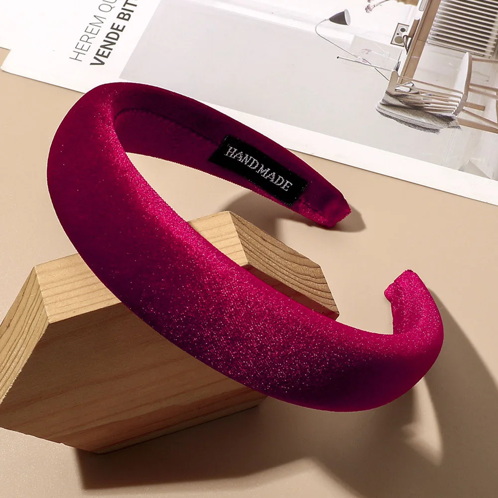 Velvet Bezel Padded Headband for Women Solid Thick Hair Hoop Velvet Hairband Sponge Hair Band Girls Hair Accessories
