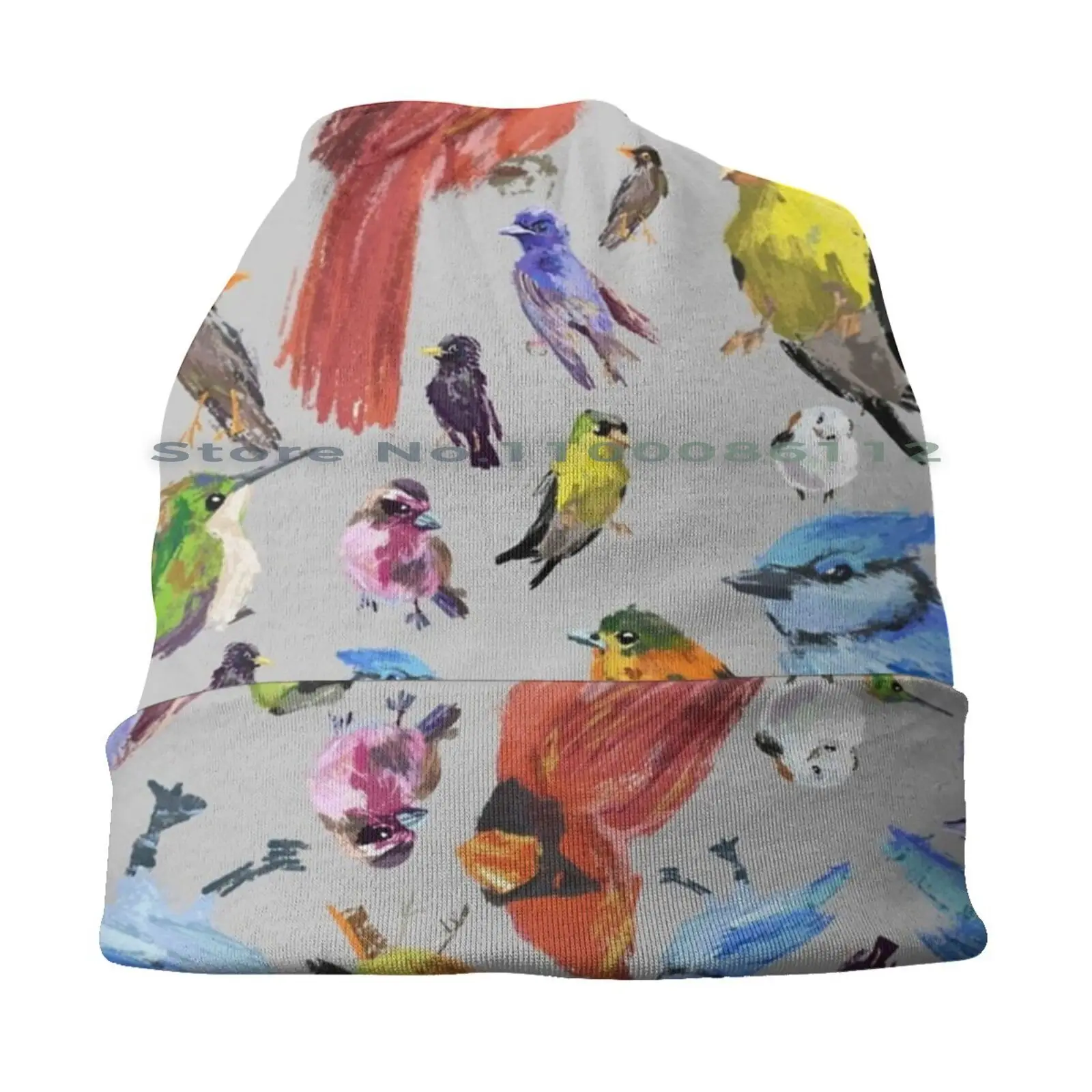 Birds Of A Feather Beanies Knit Hat Bird Watching Colorful Birds Rainbow Birds Blue Jay Cardinals Hummingbird Goldfinch