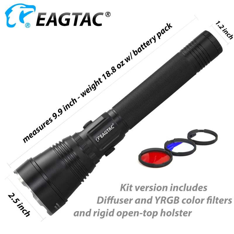 EAGTAC SX25L2T Police Duty Light Super Long Distance 717 Yard Rechargeable Tactical Flashlight Strobe 26650 5000mAh Battery