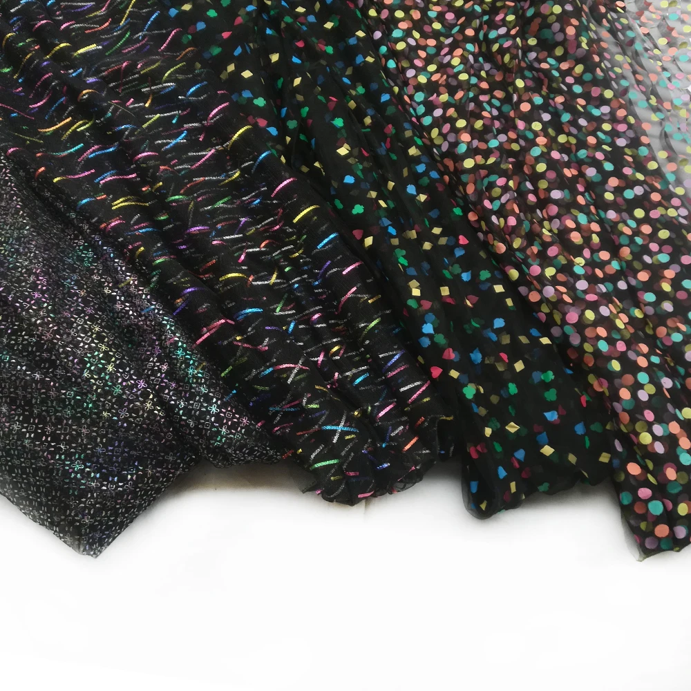 Shiny Printing Tulle Fabric for Girls, Handmade Princess Dress, DIY Clothing Decoration, Mesh Tissue, Summer Dress