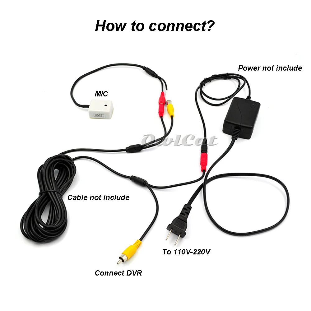 Mini Microphone Sound Monitor Audio Pickup Sound Security Monitoring DC 9V-12V RCA Female Adapter CCTV Camera Security System