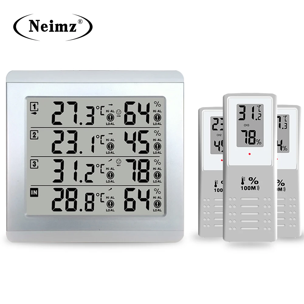 Home Garden LCD Weather Station Digital Thermometer Hygrometer Wireless Indoor Outdoor Temperature Humidity Sensor Monitor Alert