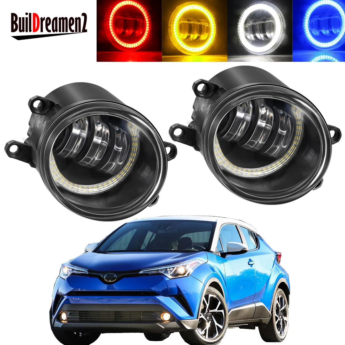 2 X Автомобильный передний бампер, противотуманные фары в сборе светодиодный дневные ходовые огни «ангельские глазки», противотуманные фары 30 Вт, 12 В для Toyota C-HR 2017 2018 2019