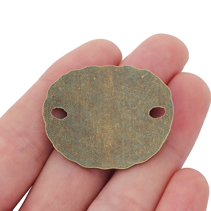 2 x Verdigris Patina Green Color Oval Disc Connectors Charms Pendants for DIY Bracelet Jewelry Making Findings Accessories