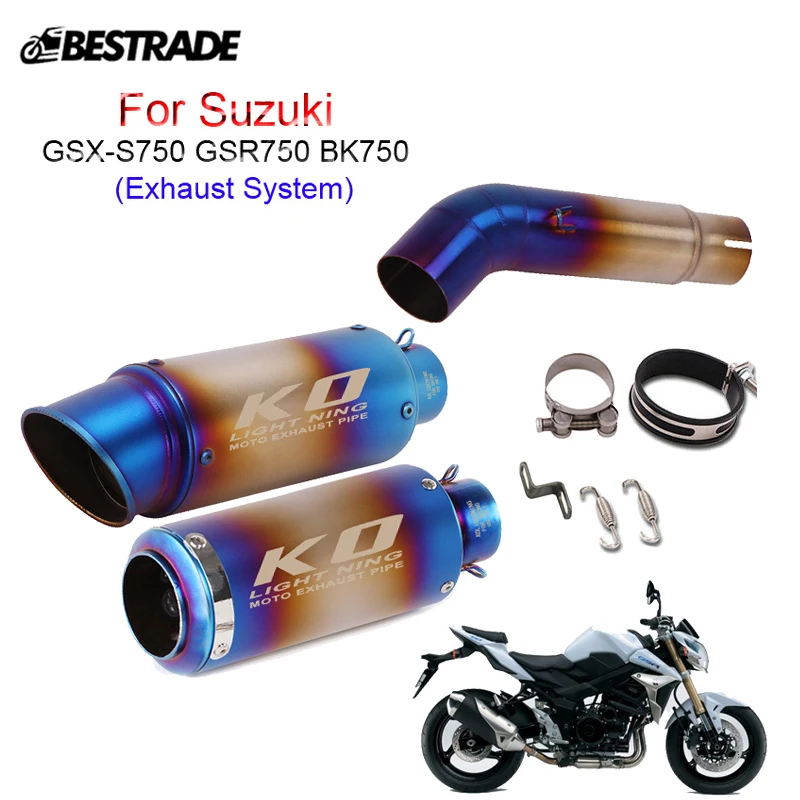 

For Suziki 750 Motorcycle Exhaust System Middle Connector Pipe Slip On 51mm Muffler Escape Tips for Suzuki GSR750 GSXS750