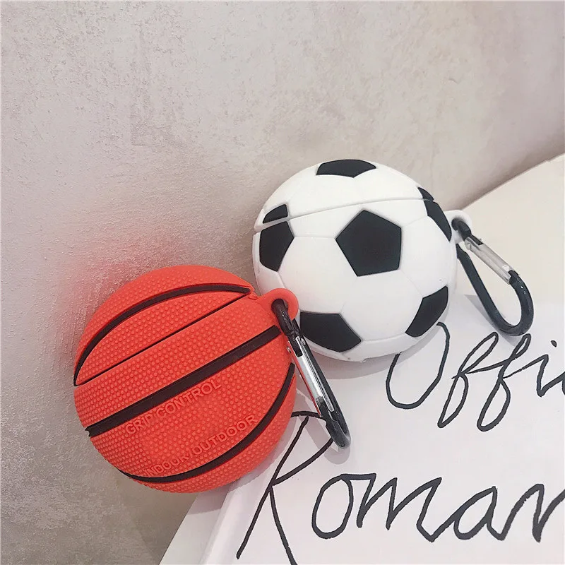 Creative Football Basketball Design Airpods Case Cute Globose Sports Accessories Soccer Lover Soft Silicone Protector Cover