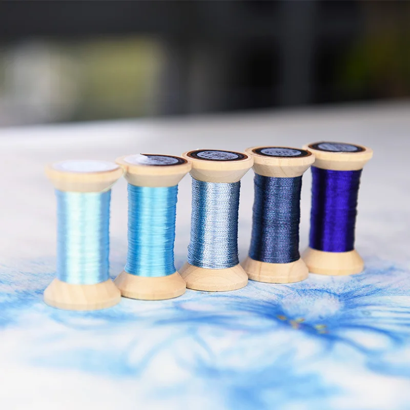 Sapphire blue series of Gold Line/French embroidery  thread/embroidery spool/colorful gold embroidery thread/ 50 meters/piece