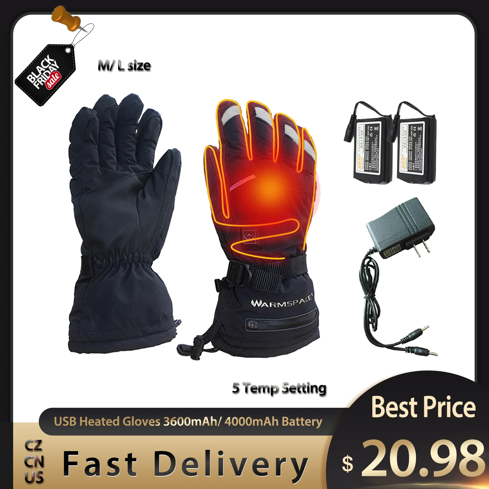 Men Women Motorcycle Electric Heated Gloves Temperature 5 Speed Adjustment USB Hand Warmer Safety For Skiing Hiking Camping