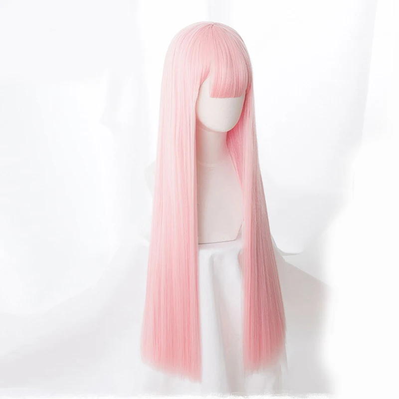 Anime DARLING in the FRANXX 02 peruka do Cosplay s Zero dwie peruki 100cm długie różowe włosy syntetyczne Perucas peruka do Cosplay + czapka z peruką + spinka do włosów