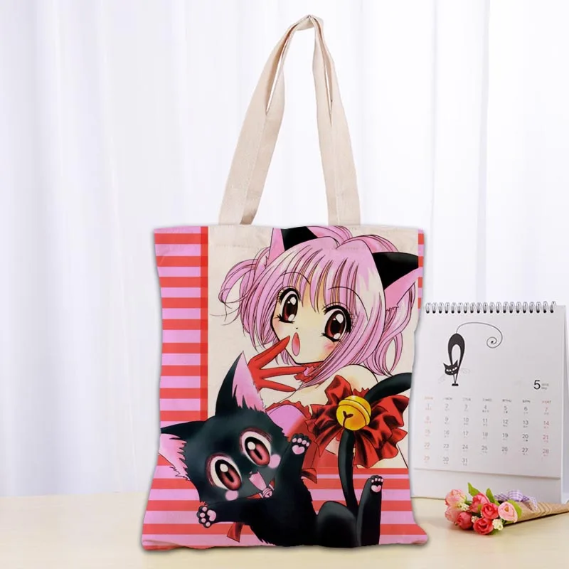 Nuovo Anime Tokyo Mew Mew Tote Bag Borsa per la spesa pieghevole Borsa a tracolla riutilizzabile ecologica grande in tessuto di tela unisex Tote 0719