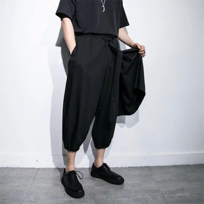 

Men's Pants Black Personalized Fashion Large Summer Super Loose Summer New Large Pants Wide Leg Pants Men's Black Simple