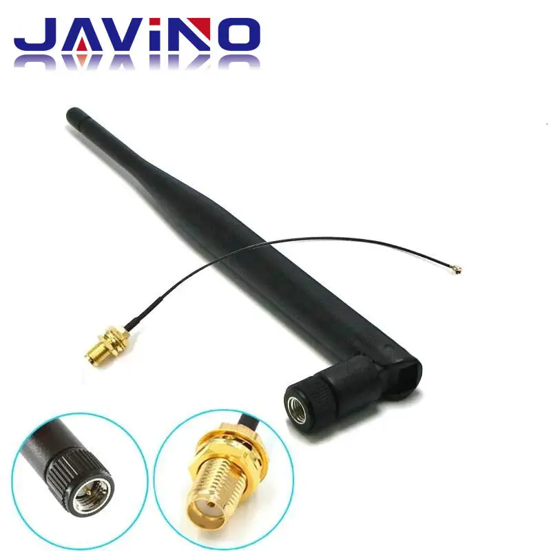 2.4GHz 6dBi WiFi Antenna Aerial RP-SMA Male wireless router+ 15cm PCI U.FL IPX to RP SMA Male Pigtail Cable ESP8266 ESP32