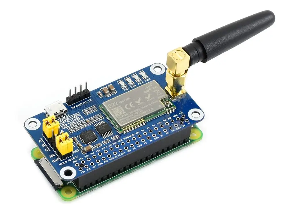 Waveshare SX1268 LoRa HAT for Raspberry Pi, Spread Spectrum Modulation, 433MHz Frequency Band for Raspberry Pi 5/4B/3B/Pi Zero