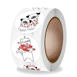 100-500pcs Kawaii Cute Cat Stickers Round Cartoon Animal Adhesive seal Labels for Greeting Cards Gift Decor Stationery Sticker