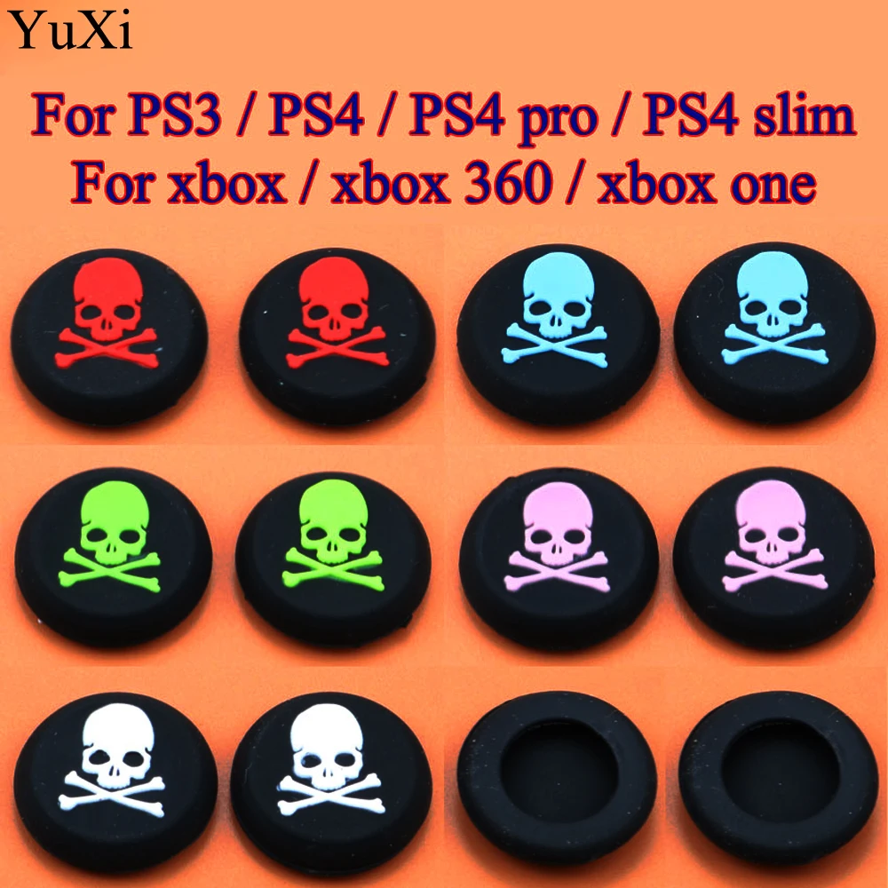 1 piece For Sony PS2 PS3 PS4 Xbox One/360 Silicone Caps Controller Skull Protector Rubber Handle Joystick Thumb Stick Grips