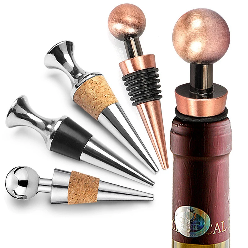 Bronze Bottle Stopper, Champagne Stopper, Stainless Steel, Wedding Wine Preserver, Silicone