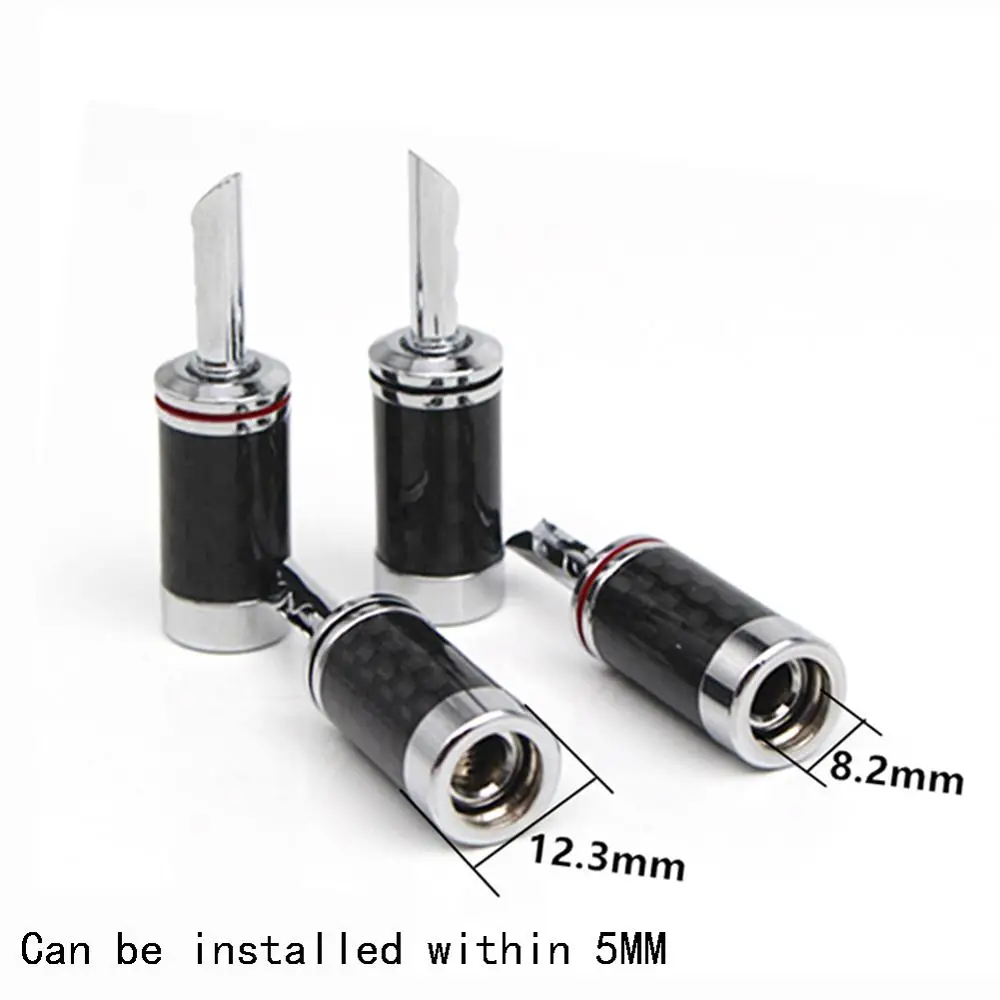 HIFI Rhodium Plated Tellurium Copper Carbon DIY Fiber Speaker Cable BFA Banana Male Terminal Jack Plug Audio Connector - view 2