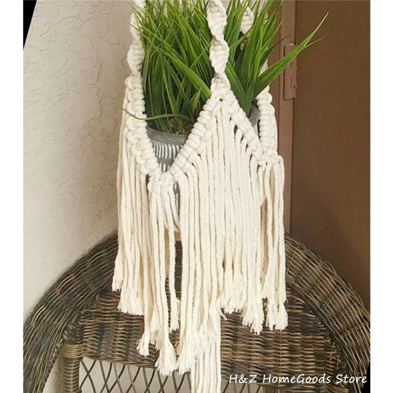 Large Macrame Plant Hanger Long Spiral Pot Holder Suspended Wall Planter Basket Decorative Crochet Ceiling Hanging Terrarium images - 6