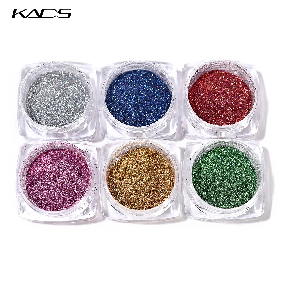 KADS 1pc 0,2g Bunte Laser Pulver Staub 6 Farbe Chrom Maniküre Nail art Glitter Pulver Dekoration Werkzeug Pigment pailletten DIY