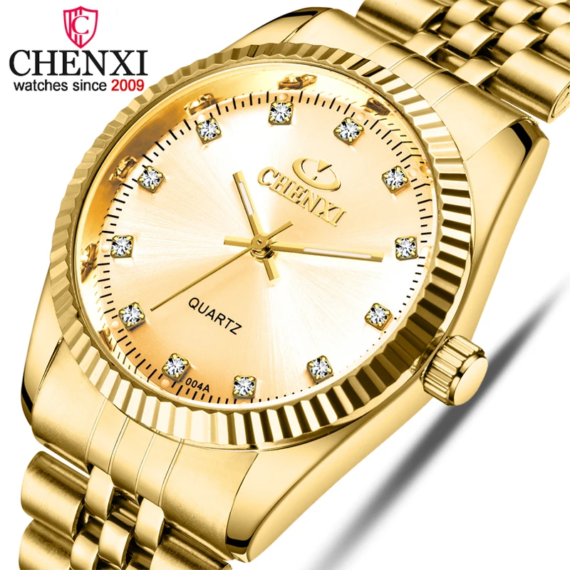 CHENXI Men Gold Watch Male Stainless Steel Quartz Golden men\'s Wristwatches for Man Top Brand Luxury Quartz-Watches Gift Clock