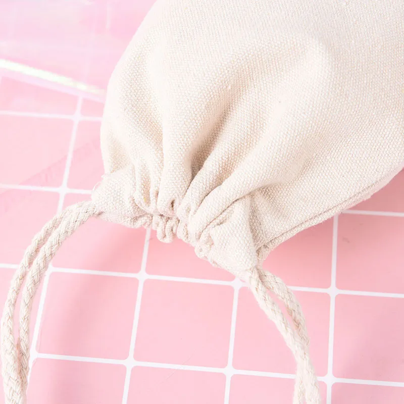 10pcs Cotton Linen Storage Package Bag Drawstring Bag Travel Women Small Cloth Bag 10*14.5cm