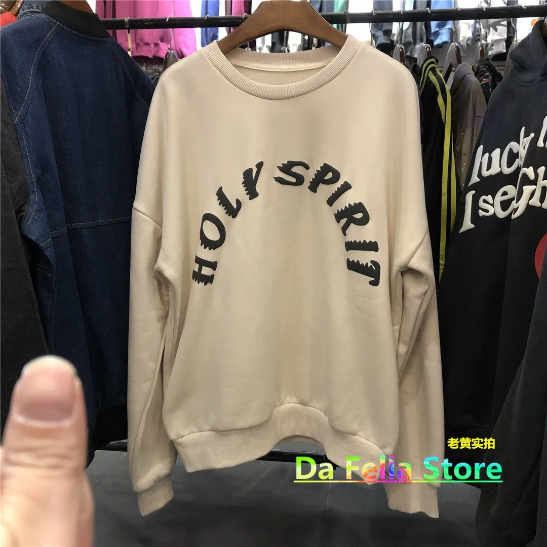 

2021 HOLY SPIRIT Sweatshirt Men Women Letter Foam Printing Hip Hop Sunday Service Hoodie Inside Tag Size Logo KANYE WEST Hoodies