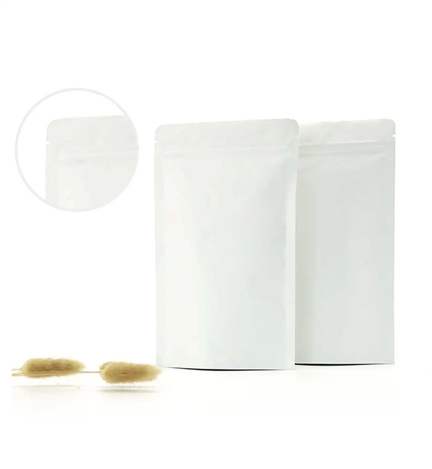 100pcs Matte White Heat Seal Ziplock Packaging Bag Aluminum Foil Pouches Stand Up Ziplock Pouches Reclosable Food Storage Bags