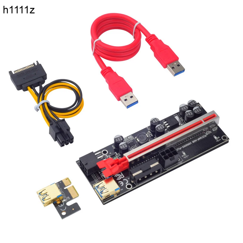 NEW VER009S Plus PCI-E Riser Card 009S Plus PCIE X1 to X16 4Pin 6Pin Power 60CM USB 3.0 Cable for Graphics Card GPU Miner Mining