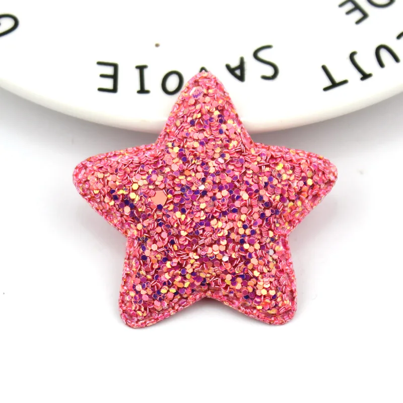 20Pcs 5cm Glitters Star Shape Shiny Padded Appliques for Kids Hair Clip clothes Decor Ornament and Garment Accessoires wholesale