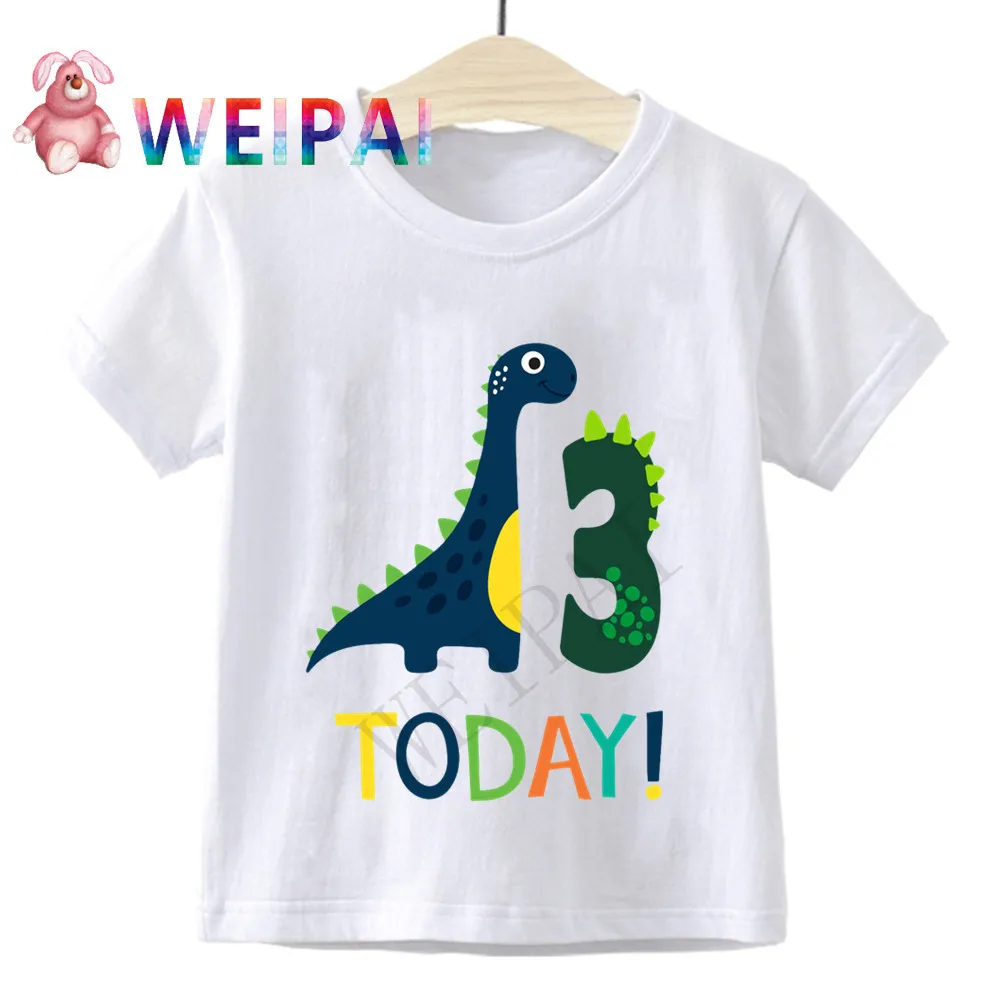 

Boys Dinosaur Birthday Number Cartoon T Shirt Children Happy Birthday Dino Present T-shirt Boy&Girl Animal Funny Gift Kid Tshirt