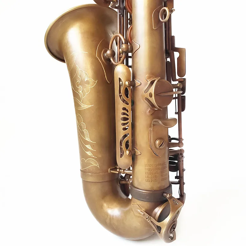 High Unique Retro Alto Saxophone New Brass Antique Copper Eb Tune E Flat Musical Instrument Sax with Case Mouthpiece