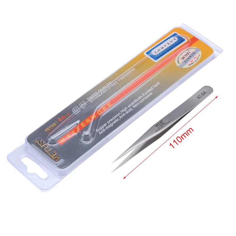 Vetus Electronics Industrial Tweezers 3C-SA AA-SA SS-SA 00-SA Anti-acid Straight Tip Precision Pinzas Phone Repair Hand Tool