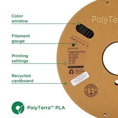 Filament PLA EcoFriendly PolyTerra brand Polymaker 1,75mm 1Kg 3D printer 14 colors available quality Ender Prusa Creality