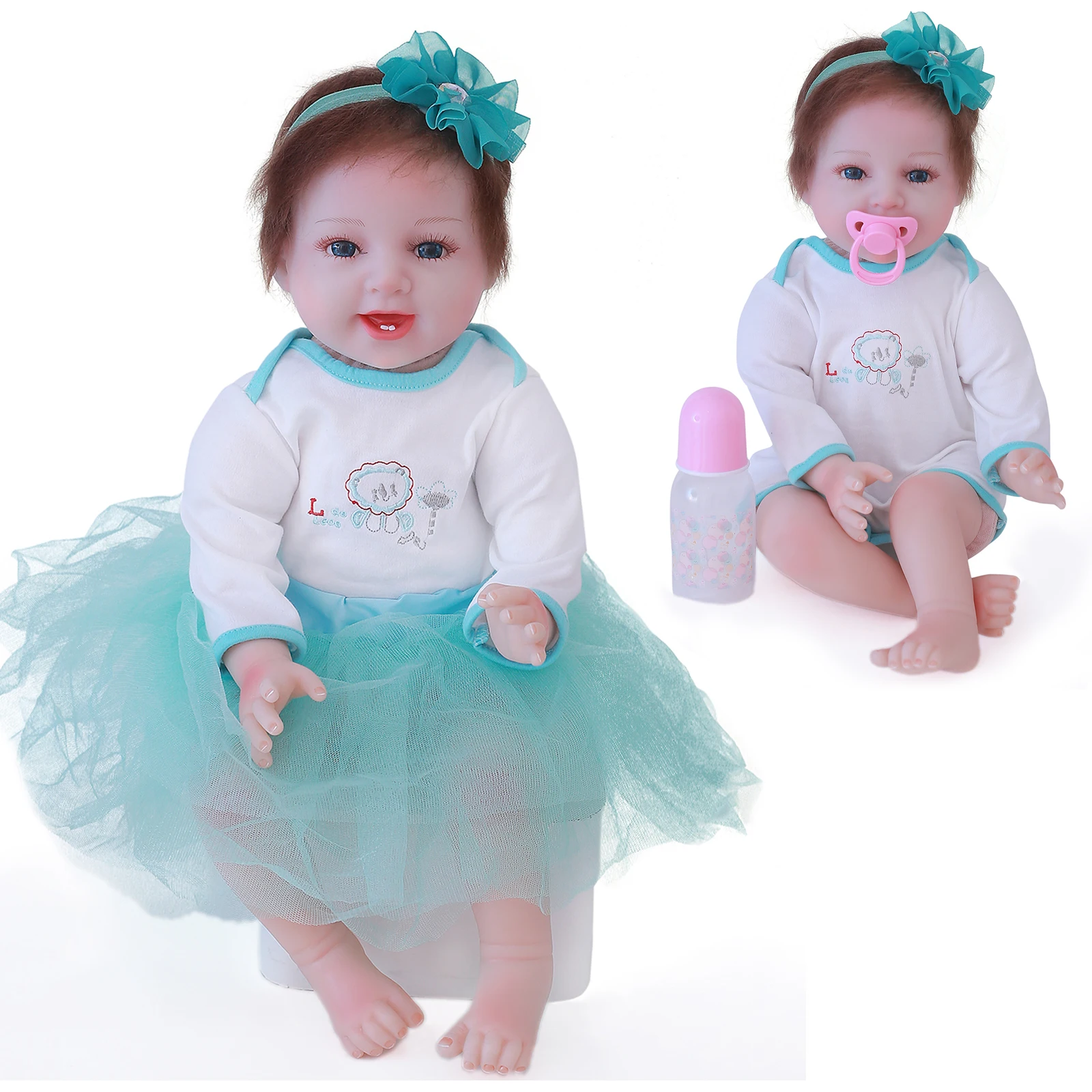 Silicone Vinyl Baby Reborn Doll  22 Inch 55 Cm Lifelike Girl Simulation Mold Face For Toddler Child Kids Toys