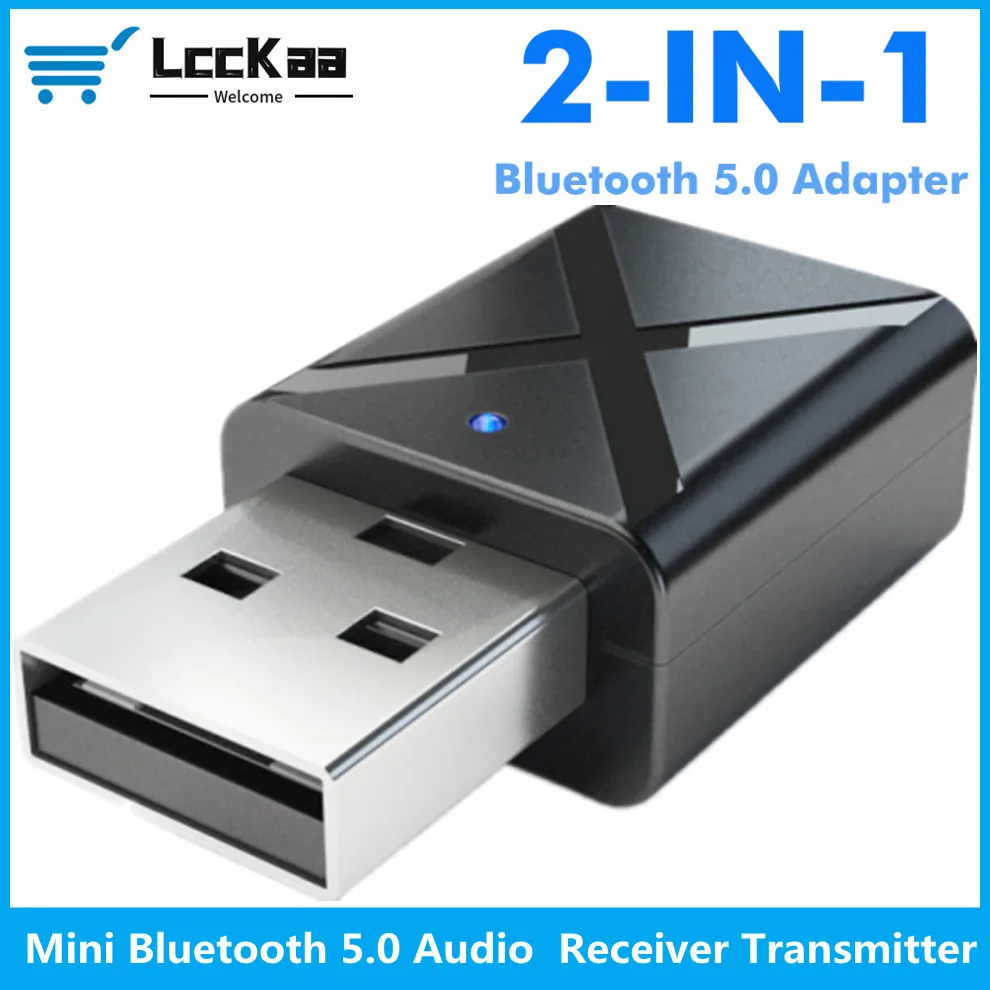 2 em 1 bluetooth 5.0 receptor de áudio transmissor estéreo mini bluetooth aux usb 3.5mm jack para tv pc a2 kit carro adaptador sem fio