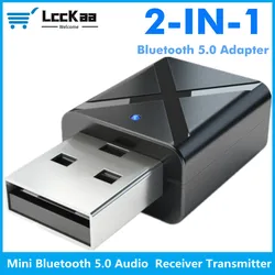 2 w 1 Bluetooth 5.0 odbiornik Audio nadajnik Stereo Mini Bluetooth AUX USB 3.5mm Jack do telewizora PC A2 zestaw samochodowy Adapter bezprzewodowy