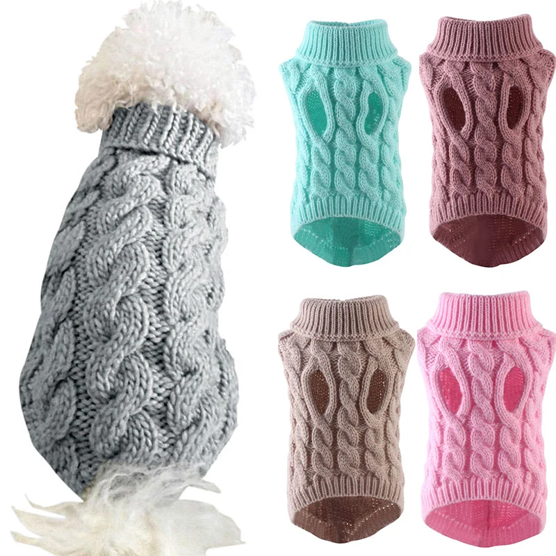 Winter Warm Pet Dog Turtleneck Knitting Sweaters for Small and Medium Dogs Cats Chihuahua Vest Sweater Teddy French Bulldog Coat