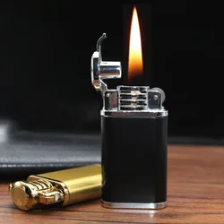 Vintage Flint Kerosene Lighters Flame Retro Metal Grinding Wheel Petrol Old Trenches Cigarette Lighter Smoker Gadgets