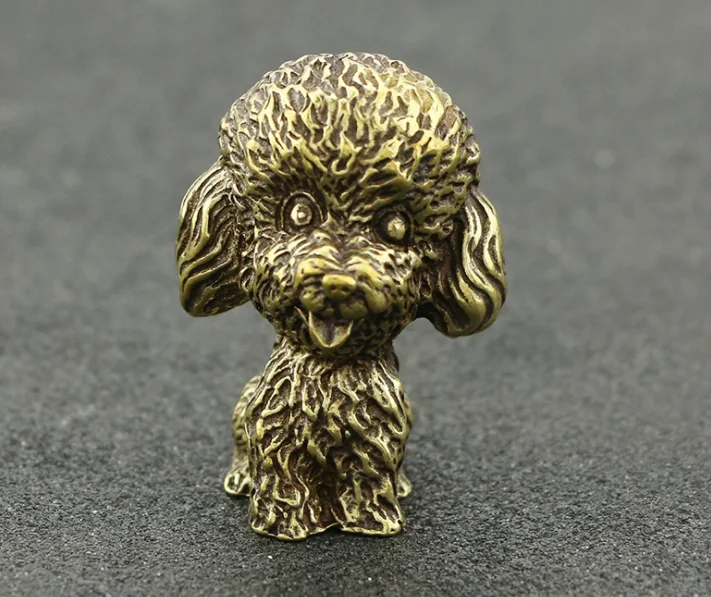 vintage Brass dog poodle craft ornament Miniature Fitting teahouse desktop decoration a3160