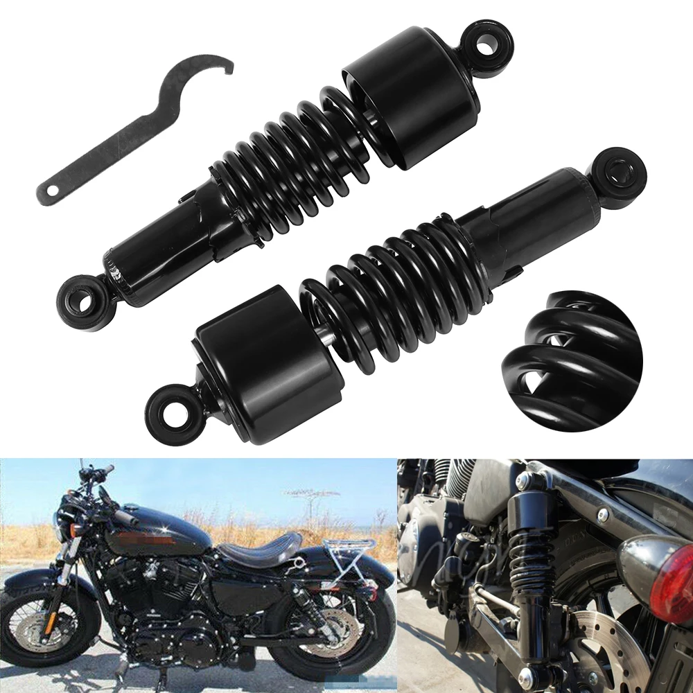 Black 267mm Rear Shock Absorbers Motorcycle Adjustable Suspension Shocks Spring for Harley Sportster 883 1200 Touring Road King