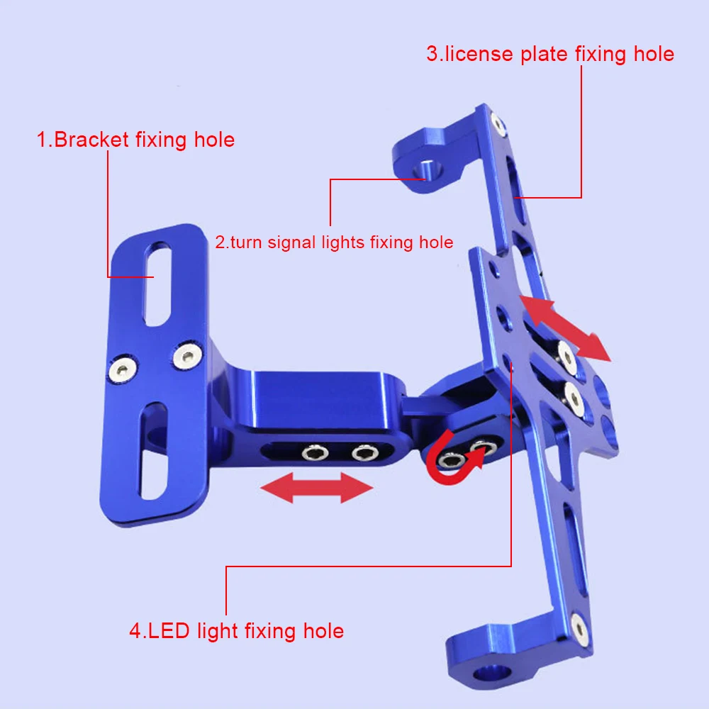 Motorcycle License Number Plate Holder Frame Universal with LED Light Turn Signal Light Bracket image 6