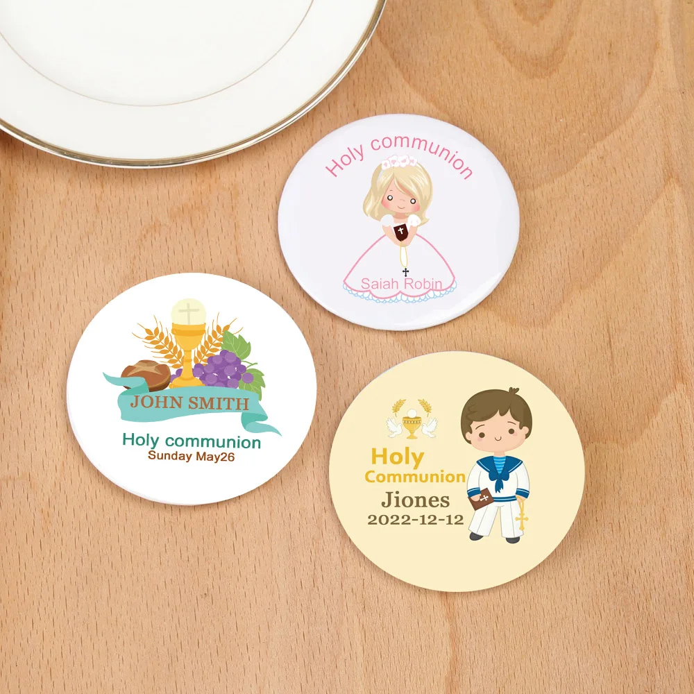 

30pcs Personalized Christening makeup mirror First Holy Communion Souvenir Customized Baptism Favor pocket mirror Giveaway