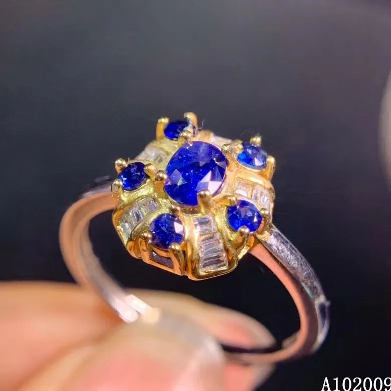 KJJEAXCMY fine jewelry 925 sterling silver inlaid natural sapphire new ring exquisite girl's ring support test