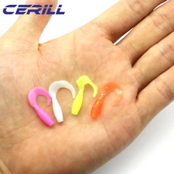 Lot 50 Cerill 25mm Volume Tail Grub Bait Jigging Wobbler Soft Fishing Lure Silicone Artificial Carp Bass Swimbait Accessories