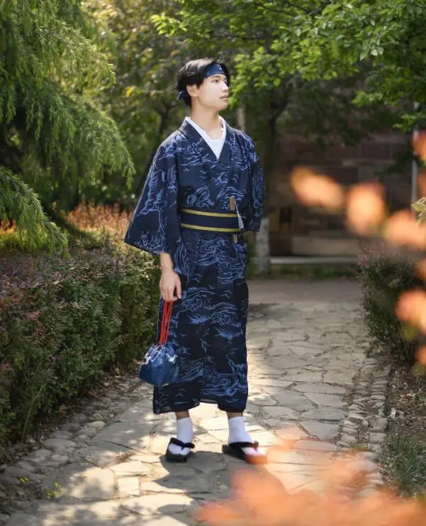 Tokyo Pajama Robe formal Clothing Male kimono Traditional Japanese Garment man Standard kimono Polyester Blend Cotton bathrobe