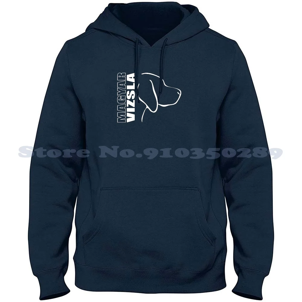 Magyar Vizsla Outline 100% Cotton Hoodie T-Shirt Magyar Vizsla Breed Dog Dogs Outline Silhouette